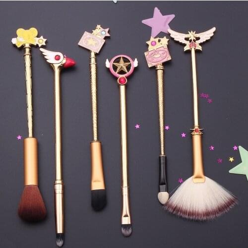 6 Pcs Metal Makeup Brush Set Girl Heart Original Design Eyeshadow Blush Makeup Brush Anime Peripheral Gift
