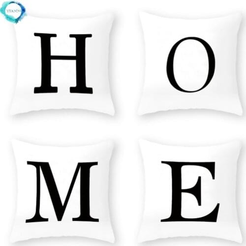 English Decorative 26 Letters Cushion Cover Polyester Alphabet Throw Pillowcase Sofa Home Decorative Pillow Cover 45X45cm