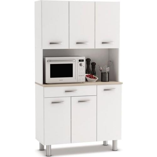 Cupboard alacena buffe kitchen sideboard with 6 doors. White and oak. For menaje storage
