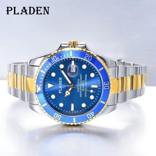 PLADEN Top Brand Sports Men Watches Luxury Chronograph Bezel Quartz Wristwatch Fashion Casual Steel Dive Clock relogio masculino