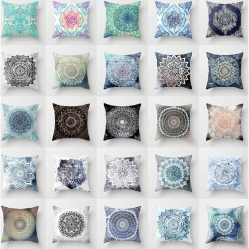 Nordic funda cojin Boho pillow case home decor Throw Pillows Floral Printed Chair Black Cushions Cover 45x45For Sofa Living Room