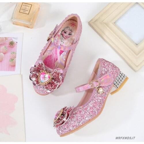 Children Leather Elsa Child Dancing shoes High Heels Girls Princess Summer Anna Shoes Chaussure Enfants Sandals Party Shoes