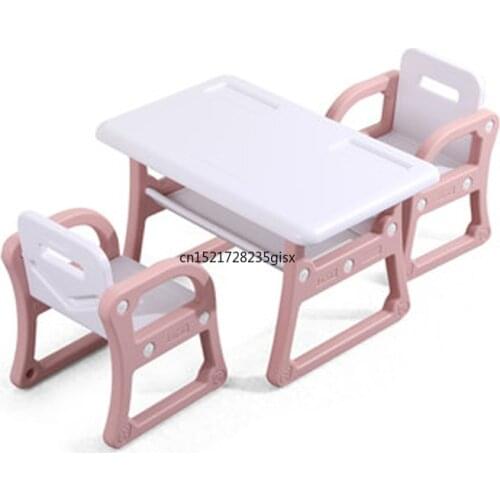 Kindergarten childrens table chair set baby painting writing learning plastic toy table and chairs