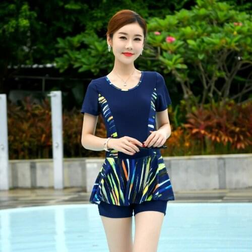 Womens Swimsuit Cover belly and show thin 2021 new one-piece conservative large size students WindNet red swimwear bathe swimm