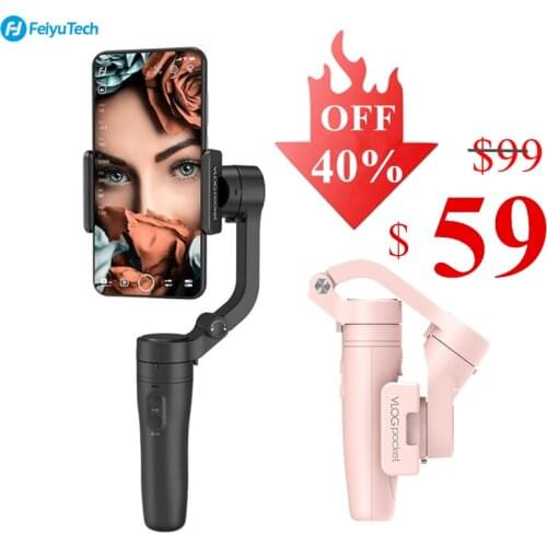 Used Feiyu VLOG Pocket 3-Axis Handheld Gimbal Stabilizer for iPhone/Huawei/Samsung/Xiaomi, Small&Light&Foldable