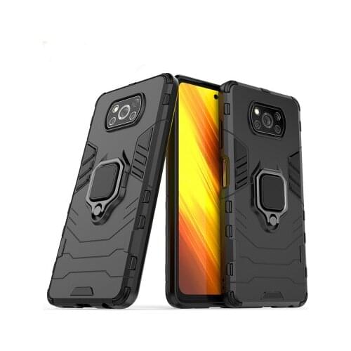 With stand Ring Hybrid case For Xiaomi Pocophone Poco X3 NFC Hard PC Armor shockproof protective back cover for poco x3 Pro