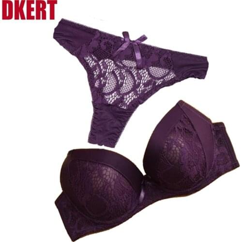 DKERT Sexy Leopard Lace Push Up Women Bra Set BCD 75 80 85 90 95 Bow Bra Brief Sets Breathable Cotton Underwear And Panty Set