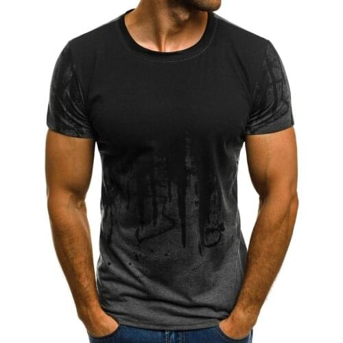 Red/white/grey/green/four-color hand-painted ink style mens 3D printing T-shirt summer casual fashion round neck T-shirt