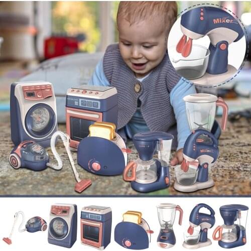 Kitchen Pretend Play Toy Simulation Electric Small Appliance Vacuum Cleaner Coffee Juice Machine Baby Early Learning Puzzle Toy