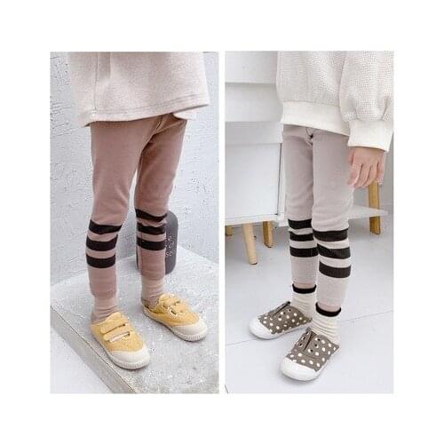 Girls Leggings 2020 Autumn Korean New Baby Clothes Kids Girls Trousers Toddler Outwear Baby Girl Cute Striped Print Leggings