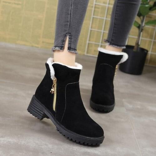 LZJ Snow Boots 2019 Classic Heels Suede Women Winter Boots Warm Fur Plush Insole Ankle Boots Women Shoes Hot Zipper Shoes 35-40