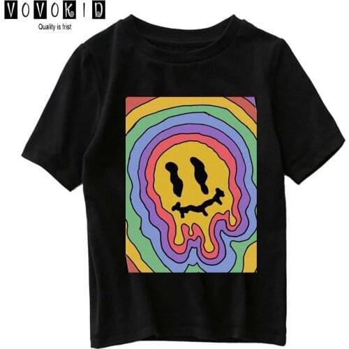 Boy Cute Girls Streetwear T-shirt Chlidren Summer Top Baby T Shirt Korea Ulzzang Cartoon Casual Vintage Large-capacity F Shirt