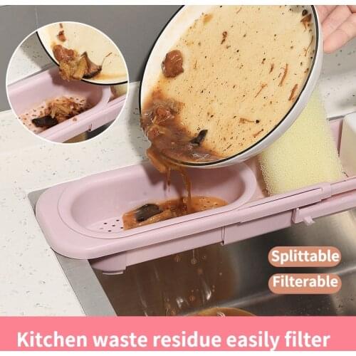 Multifunctional Telescopic Filter Leftovers Drain Rack Dish Rack Retractable Sink Rack Shelf Storage Organizer Kitchen Items