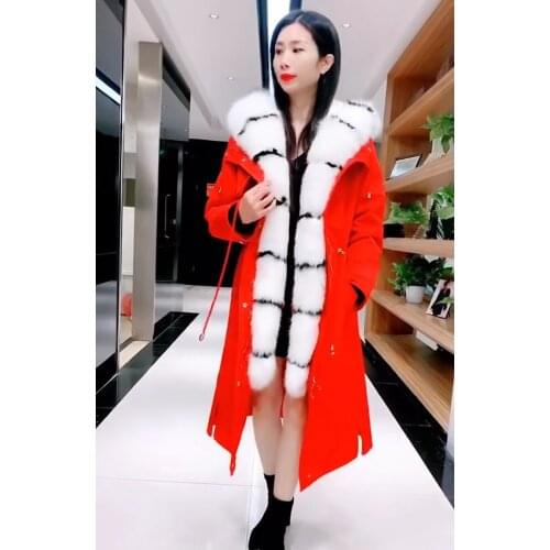 Fashionable Womens Winter Warm Hooded Jacket Women Coat Natural Fur Collar Luxury Coat