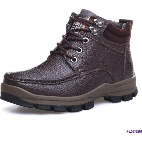 Winter Brand Big Size Men Shoes Mens Boots Genuine Leather Warm Snow Boots Casual Men Motorcycle Boots Botas Hombre