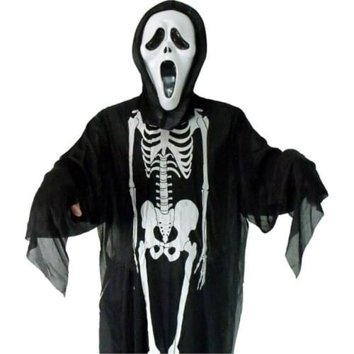 Mens Women Skull Cloak Cotume Halloween Costume For Adult Death Costume Cosplay Robe Clothing Set