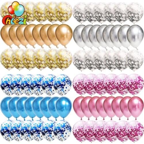 20pcs Confetti Metallic Balloons Set Rose Gold Silver Helium Balloon Wedding Birthday Party Decoration Latex Globos Baby Shower