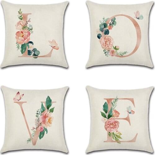 Cushion Cover Couple valentine love romantic letters Throw Pink Pillowcase Cover 45X45cm Case Sofa Bed Decorative Pillow Case