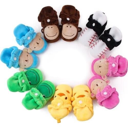 New Baby Shoes Socks Boy Girl Booties Winter Warm Animal Face Crawl Anti-slip Toddler Prewalkers Soft Infant Newborn Crib Shoes