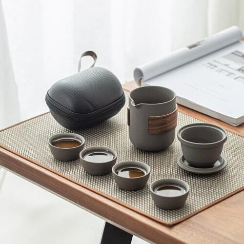 Purple Sand One Pot Four Cups Portable Tea Set Travel Tea Set Outdoor Car Quick Cup Travel Tea Cup
