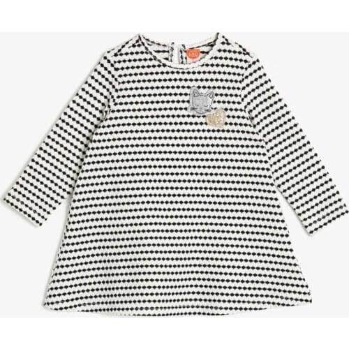 Print Dress Long Striped Bike Collar Black