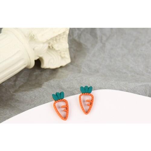 Origin Summer Cute Green Leaf Carrot Stud earrings for Women Korean Fashion Hollow Out Party earrings Jewelry Dropship