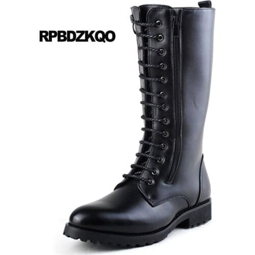 Desert Mid Calf Tactical Autumn Boots Black Army Combat Mens Shoes Waterproof Pointed Toe British Style Zipper Fall Military