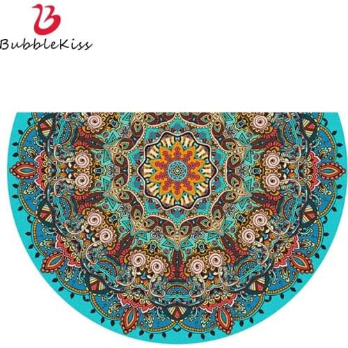 Bubble Kiss Semicircle Rug And Carpet For Home Living Room Blue Red Flower Pattern Rug Fashion Non-Slip Door Mat Foyer Carpet