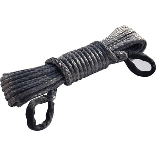 Grey 3/8" * 50ft Winch Rope Extension,10mm ATV Winch Cable, Synthetic Rope,Offroad Rope for Winches
