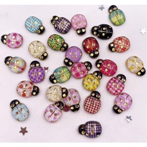 Resin 9mm*13mm Mini Cute Flower Beetle Flatback Cabochon Rhinestone 60pcs DIY Scrapbook Decor Home Crystal Figurines Craft