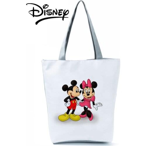 Disney Mickey Minnie Printed Handbags High Capacity Portable Shoulder Bag Women Shopping Bag Fashion Summer Travel Beach Bag