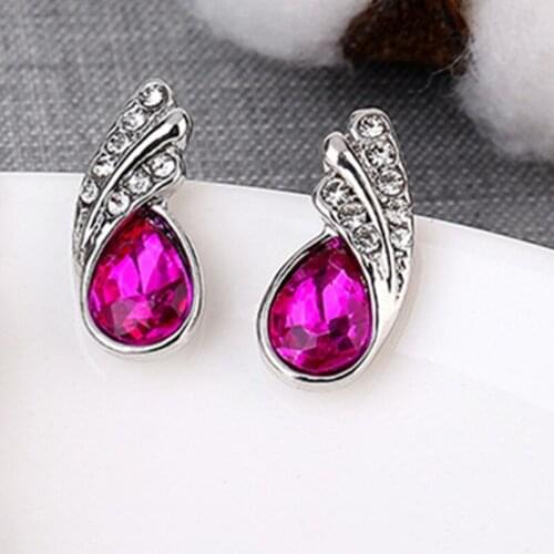 Korean Fashion Exquisite Womens Jewelry Crystal Element Drop Earrings Rhinestone Wings Multicolor Earrings