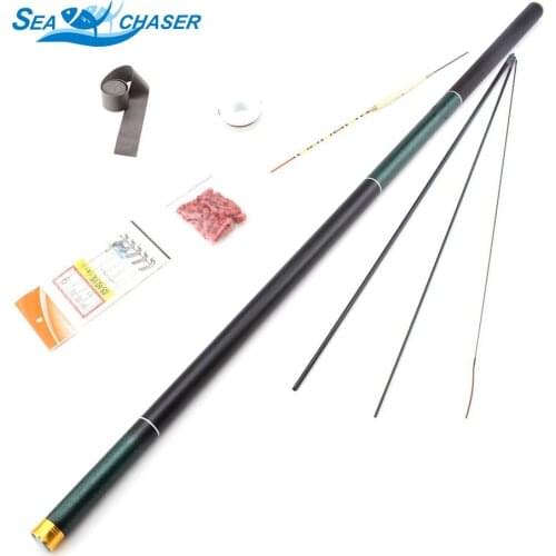 High Quality 3.6M-8.1M Carbon Fiber Telescopic Fishing Rod Super Hard Ultra Light Stream Fishing Rod Hooks Set Free gift