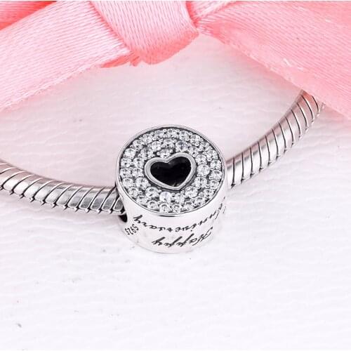 Anniversary Celebration Beads for Jewelry Making 925 Sterling Silver Clear CZ Charms Fits Pandora Bracelet DIY Gift Kralen