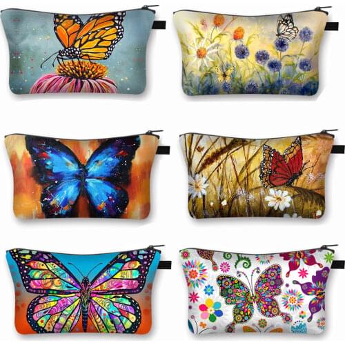 Butterfly Floral Cosmetic Bag Ladies Makeup Bags Portable for travel Cosmetic Case Organizers Girl Storage Bag Gift