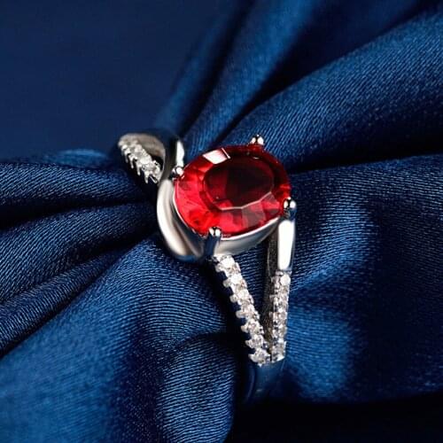 WYJZY Inlaid delicate red zircon sterling silver open ring fashion classic ladies engagement ring party ball luxury wear jewelry