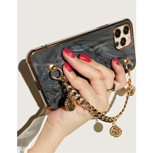 Golden Coin Tassel O Link Chain Mobile Phone Strap Lanyard Fashion Cell Phone Case Hanging Cord String Rope Wristband Bracelet