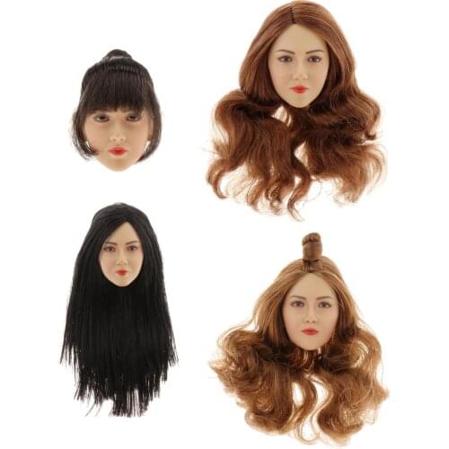 1/6 Scale Head Sculpt with Hair for 12" Female Body, Exquisite and Natural Makeup; Varieties of Styles to Choose from