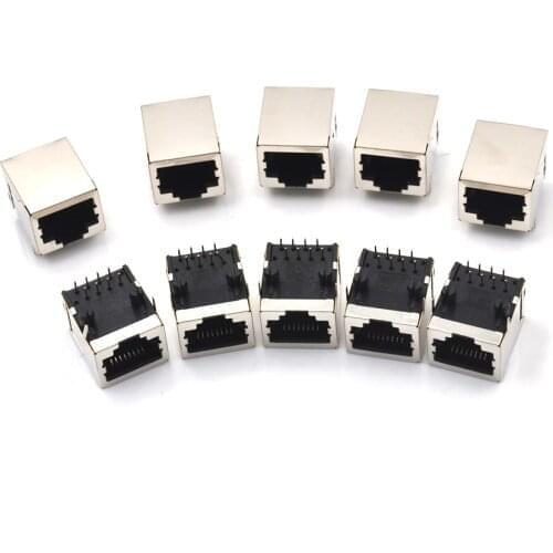10Pcs/set Network Ethernet 8P 8C Female Socket Connectors 8Pin PCB Mount RJ45 8P8C Single Network Port