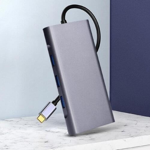 10 in 1 Type-C to VGA USB3.0 PD Fast Charging Card Reader Hub Dock Adapter