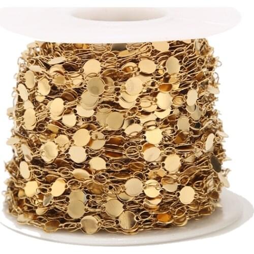 2Meters 4mm Width Tube Handmade Chains Stainless Steel Round Disc Link Chain Findings for Women DIY Necklace Bracelet Making