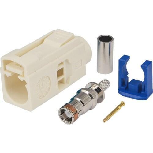 2 PCS Car Radio with Phantom Antenna Connector Fakra B White/9001 Jack Female Crimp for Coaxial Cable RG316 RG174 LMR100