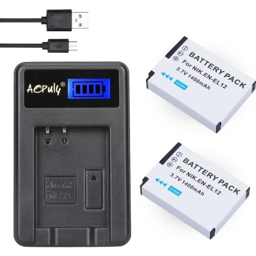 2Pc EN-EL12 battery bateria en el12 + LCD USB Charger For Nikon COOLPIX S9100 S9200 S9050 P300 P310 P330 S6200 S6300 S9400 S9500