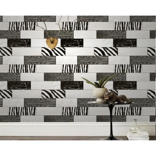 Beibehang 3d wallpapers personalized wood grain brick pattern square grid wallpaper room living room restaurant wallpaper roll