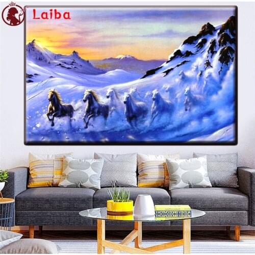 Horse Full Square Animal Diamond Embroidery Cross Stitch Diamond Mosaic Picture Of Rhinestones Resin Drill 5D Diamond Painting