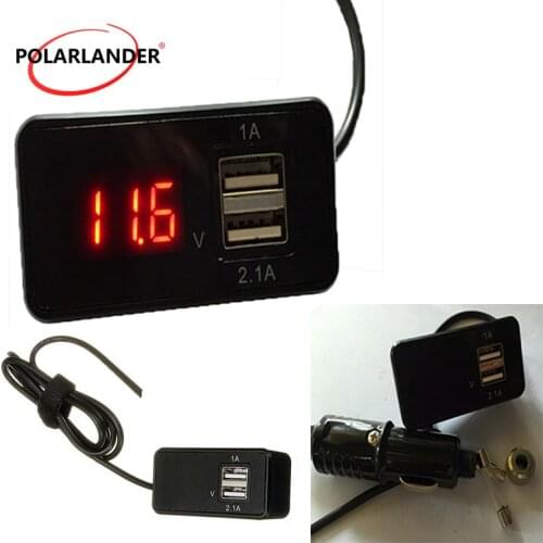 12 V Digital LED Car Voltmeter 1A 2.1A Output Phone Charger 2 in 1 Dual USB Car Charger Voltmeter Battery Volt Meter Gauge