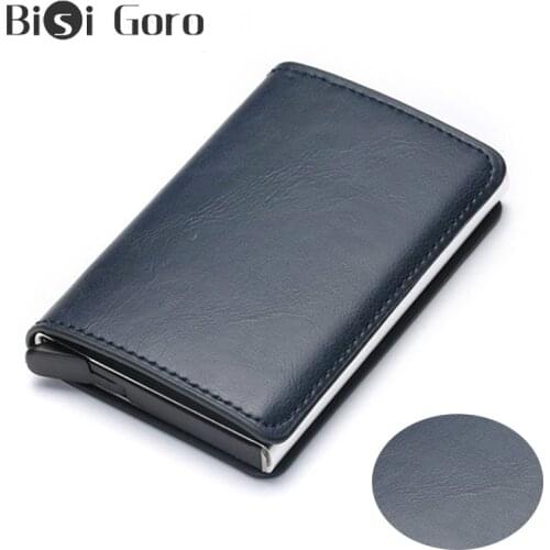 BISI GORO Antithief Men Credit Card Holder Blocking Rfid Minimalist Wallet Bag Leather ID Cardholder Purse Carteira Dropshipping