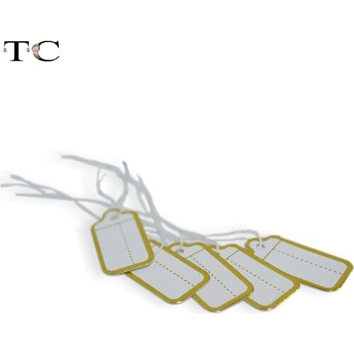 Price Tags Label Paper White Line Price Tag 200 PCS Jewelry Display Gold