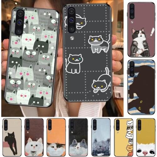 Cartoon cute funny cat Phone cover hull For SamSung Galaxy S8 S9 S10E S20 S21 S5 S30 Plus S20 fe 5G Lite Ultra black soft case