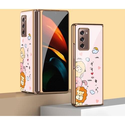 Z Fold2 5G Funda Case for Samsung Galaxy Z Fold 2 Case Happy Little Animal Plexiglass Coque Phone Case Cover Capa Z Fold 2